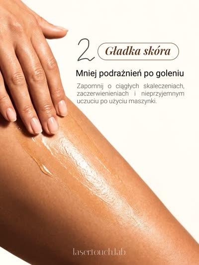 Slajd 2: Gładka skóra — mniej podrażnień po goleniu.