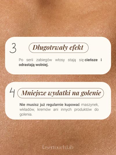 Slajdy 3 i 4: Długotrwały efekt oraz mniejsze wydatki na golenie.